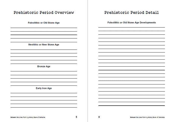 Prehistoric Period Overview and Details Educational pages on prehistoric periods including Paleolithic, Neolithic, Bronze Age, and Iron Age from Homeschool Resource Co.