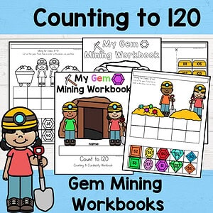 Counting to 100 120 Gem Mining Worksheets for Math Practice