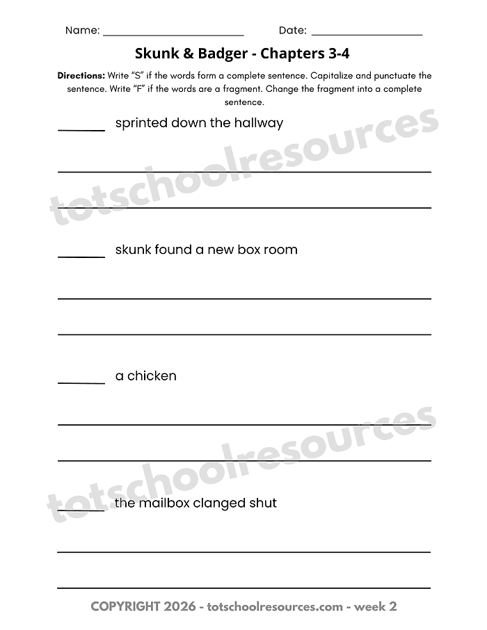 Homeschool Resource Co. Educational Image Educational image from Homeschool Resource Co. showing a worksheet with reading and writing exercises for children.