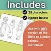 2 Homeschool resource includes Bible character coloring pages for Sunday school or curriculum use.