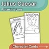 Julius Caesar Character Cards for Homeschool Educational Julius Caesar character cards for homeschooling, featuring illustrations of Julius Caesar and Catulus for history lessons.