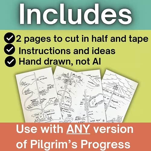 Homeschool resource includes 2 pages to cut and tape, with instructions and hand-drawn maps for homeschooling activities.