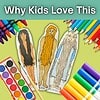 Kids Love Coloring Homeschool Art Activities Coloring pages of characters from Homeschool Resource Co. with colored pencils and markers for educational art projects.