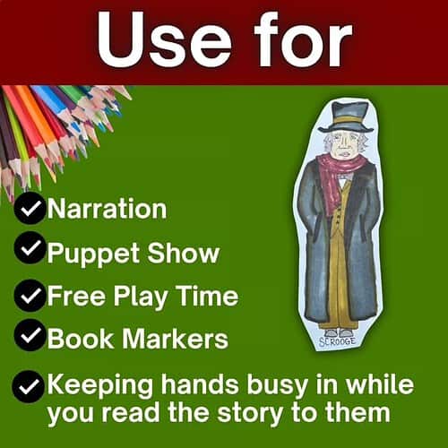 Educational tools for homeschooling including narration, puppet show, free play, book markers, and hands-on story reading activities.