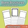 Homeschool Resource Co. Blank Brochures Three different designs of blank brochures with lined pages and decorative borders, ideal for homeschooling projects and educational materials.