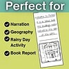 Homeschool Resource Co. Educational Activity Educational activity sheet from Homeschool Resource Co. featuring narration, geography, rainy day activity, and book report for homeschooling.