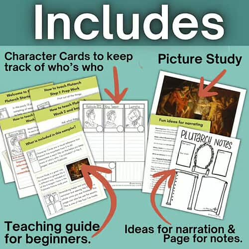 Homeschool Resource Co. Educational Materials Collection of homeschooling educational resources including character cards, picture study, teaching guides, and note pages for effective homeschooling.