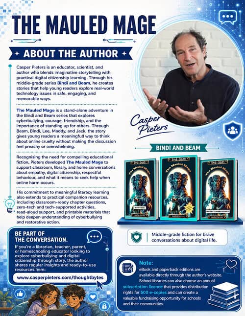 About the Author Homeschool Resource Co. features Casper Pieters, author of The Mauld Mage, discussing digital literacy and brave conversations for middle-grade readers.