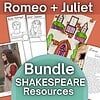 _TPT bundles (60) Homeschool Shakespeare resources including character sketches, scene coloring pages, and historical background for Romeo and Juliet.