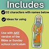 TPT color your own covers (21) Homeschool resource poster highlighting Bible characters and curriculum ideas for Sunday school and homeschooling.
