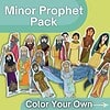 TPT color your own covers (22) Colorful illustrated set of minor prophets for homeschool teaching, including figures like King Jeroboam and Amos, with a whale and other biblical symbols.