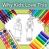 TPT color your own covers (23) Colorful crayons, watercolor paints, and a coloring page featuring biblical characters, promoting fun and educational homeschooling activities for kids.