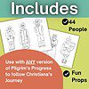 TPT color your own covers (26) Homeschool resource image showing 44 printable character coloring pages for Christian homeschooling activities.