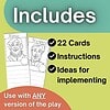 TPT covers (50) Homeschool resource card set with 22 cards, instructions, and implementation ideas for educational activities.