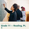 clareza-grade11-reading-1.jpg Young African American female student writing on a classroom chalkboard during a homeschool lesson.