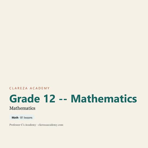 Grade 12 Mathematics course cover from Homeschool Resource Co., featuring a clean design with the title and subject clearly displayed.