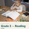clareza-grade3-reading.jpg Young boy studying at a desk with open books, looking frustrated or tired, in a home or classroom setting.