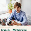clareza-grade5-mathematics.jpg Young boy studying mathematics at home with a tablet, educational materials, and a plant in the background.