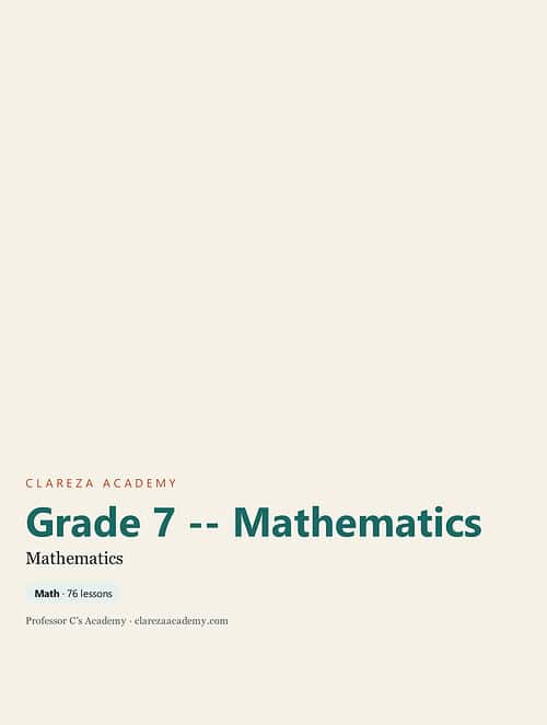 clareza-grade7-mathematics.jpg Grade 7 Mathematics curriculum cover from Clareza Academy, featuring a clean design with educational focus.