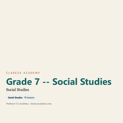 clareza-grade7-social-studies.jpg Homeschool Resource Co. Grade 7 Social Studies curriculum cover with educational design and clear title.
