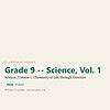 clareza-grade9-science-1.jpg Cover of Grade 9 Science Volume 1 textbook focusing on chemistry of life through genetics for homeschool students.