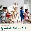 clareza-specials68-art.jpg Children aged 6-8 engaged in art class at Clarezza Academy, painting and drawing in a bright, modern classroom.