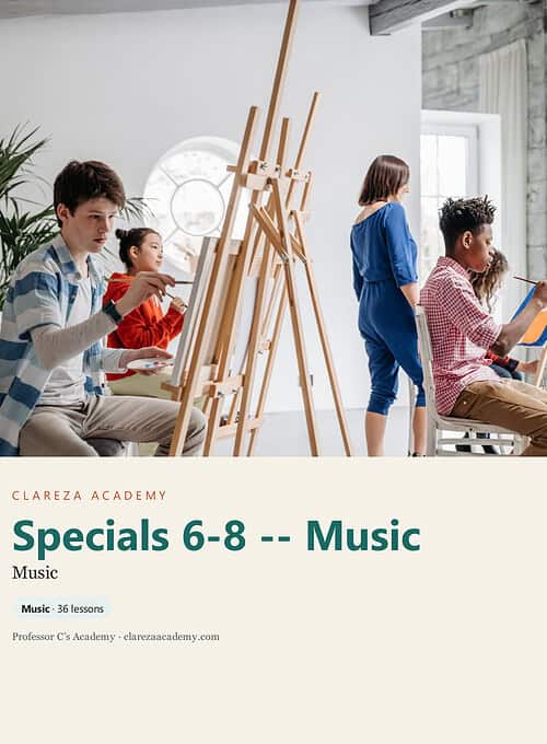 clareza-specials68-music.jpg Group of diverse children participating in a music class at Clarez Academy, engaging with musical instruments and an instructor in a bright, modern classroom.