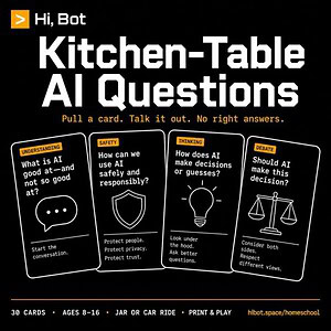Kitchen-Table AI Questions: 30 Discussion Cards (Print & Play)