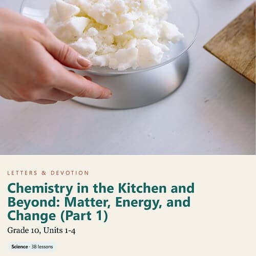 letters-devotion-g10_chemistry_part1.jpg Homeschool science project showing a bowl of dry ice with fog effect, used for educational demonstrations on matter and energy.