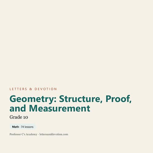 Cover page of Geometry: Structure, Proof, and Measurement for Grade 10, featuring a clean design with title and author information.