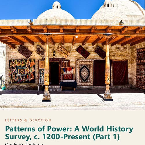 letters-devotion-g10_patterns_of_power_part1.jpg Traditional Middle Eastern building with hanging rugs and a wooden porch, showcasing cultural craftsmanship.