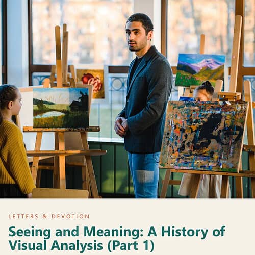 Art class with students and instructor in a bright studio, focusing on visual analysis and painting techniques.