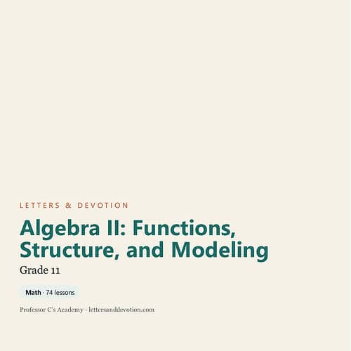 Algebra II textbook cover focusing on functions, structure, and modeling for Grade 11 homeschool curriculum.