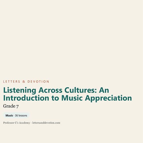 letters-devotion-g7_listening_across_cultures_an_introduction_to_music_appreciation.jpg Cover page of 'Listening Across Cultures: An Introduction to Music Appreciation' for Grade 7, featuring a minimalist design with text about music lessons.