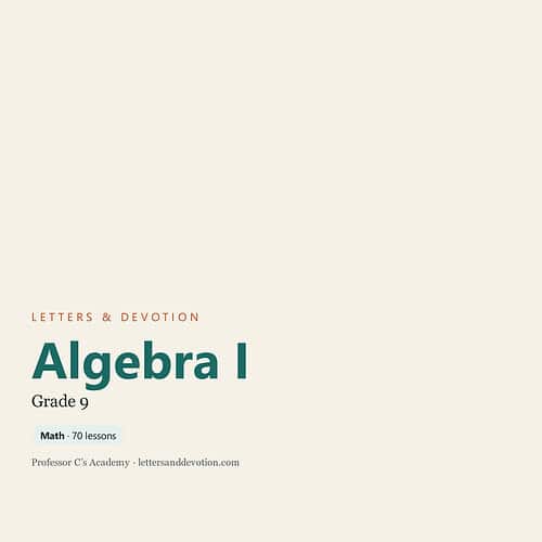 Algebra I Grade 9 homeschool curriculum cover with math lessons and resources.