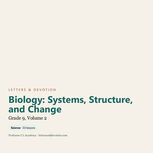 Cover of Biology textbook titled 'Biology: Systems, Structure, and Change' for Grade 9, Volume 2, featuring a clean, minimal design.