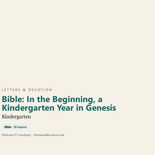 Bible storybook for kindergarten, focusing on Genesis, for homeschooling and religious education.