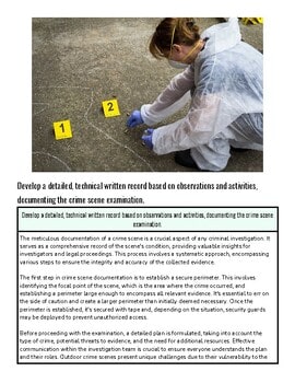 original-12026571-1.jpg Crime scene investigator collecting evidence with yellow markers at an outdoor crime scene.