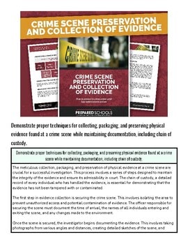 Crime scene preservation and collection of evidence training poster for homeschool educational use.