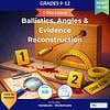 original-12067546-1.jpg Educational materials for physics, including a protractor, magnifying glass, and evidence markers, for grades 9-12 science lessons on ballistics, angles, and evidence reconstruction.