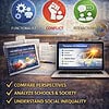 original-12135192-1.jpg Educational infographic on theories of education including functionalist, conflict, and interactionist perspectives with icons and a laptop.
