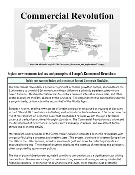 Map illustrating Europe's Commercial Revolution with key regions highlighted for educational purposes.