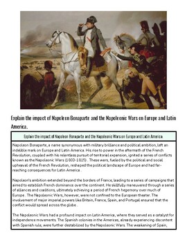 Historical painting depicting Napoleon Bonaparte leading troops during the Napoleonic Wars in Europe and Latin America.