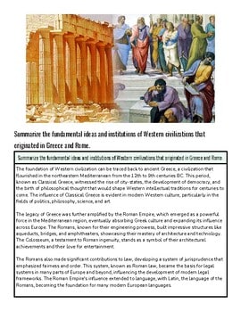 Ancient Greek philosophers and scholars discussing ideas in a classical setting, symbolizing Western civilization's intellectual foundations.