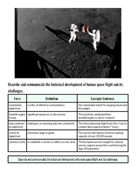 Astronauts on the moon's surface planting a flag during a historic space mission.