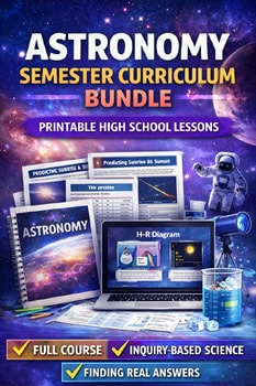Homeschool Resource Co. astronomy semester curriculum bundle with printable lessons, H-R diagram, and science tools for high school students.