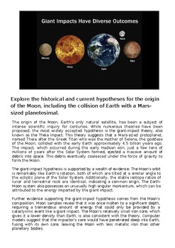 Comparison of celestial bodies showing the Moon, Mercury, Earth, and Mars with diverse impacts and effects.