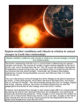 Astronomical image showing the sun and Earth, illustrating weather conditions and climate relationships in space.