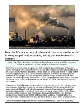 Industrial cityscape with smokestacks emitting pollution into the sky, highlighting environmental impact of urbanization.