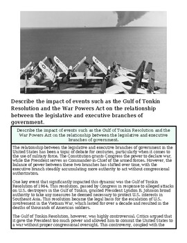 Gulf of Tonkin Resolution and War Powers Act historical image with military ships and aircraft.